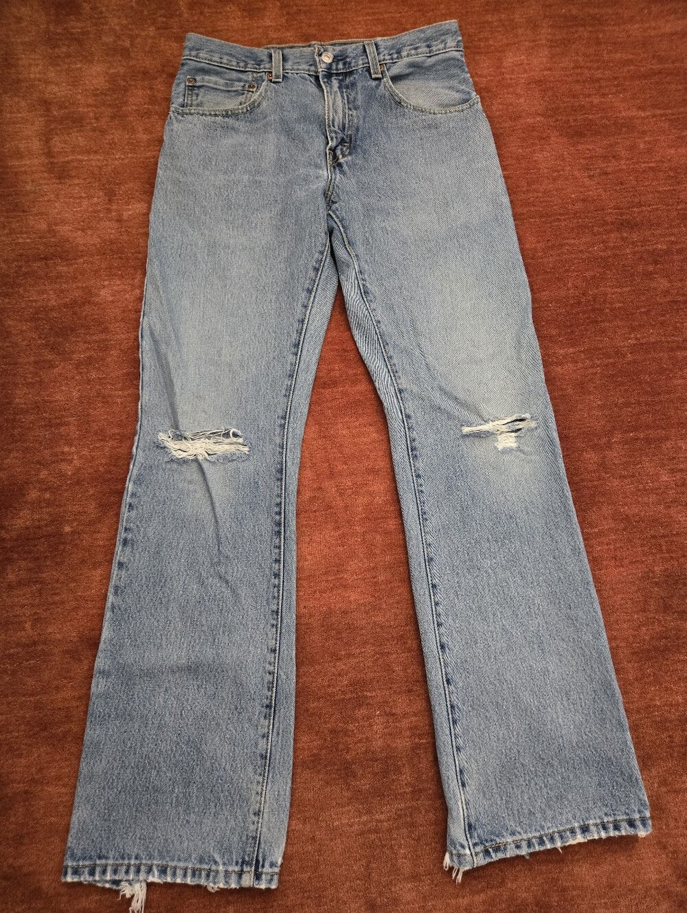 Levi's Men's Light Blue Bootcut Jeans with Leather Patch